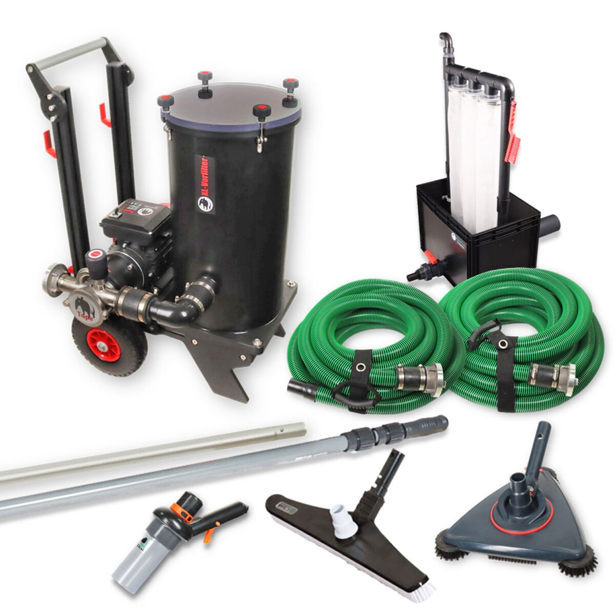Teichschlammsauger TAPIR Vario-12000 PRO Set & Wasserrueckfuehrung